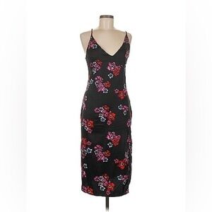 H&M Black and Pink Slip Midi Dress Spaghetti Strap